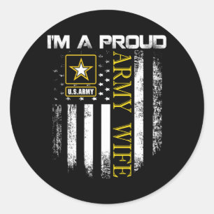 Vintage A Proud Army Wife With Aamerican Flag Gift Classic Round Sticker