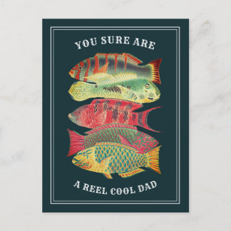 Vintage A Reel Cool Dad Barrier Reef Fish | Dark Postcard