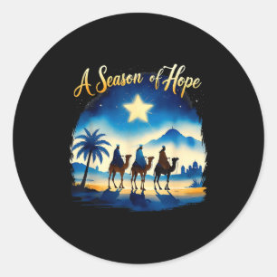 Vintage A Season Of Hope Christmas Jesus Faith 3 K Classic Round Sticker