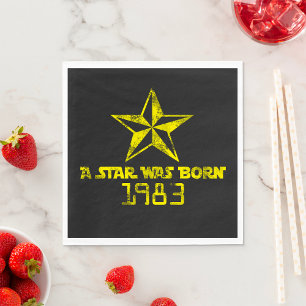 Vintage A Star Was Born 1983 Yellow Star  Napkin