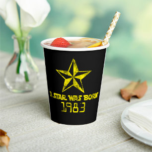 Vintage A Star Was Born 1983 Yellow Star  Paper Cups