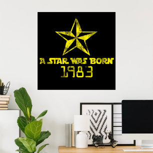 Vintage A Star Was Born 1983 Yellow Star  Poster