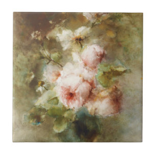 Vintage A vase with Roses Margaretha Roosenboom Tile