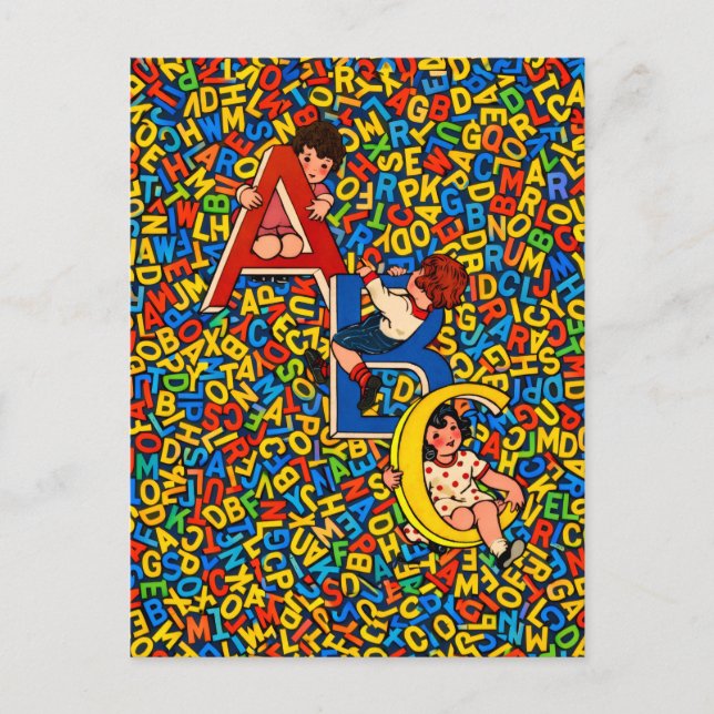 Vintage ABC Children’s Alphabet Illustration  Postcard (Front)