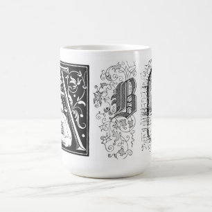 Vintage ABC Drop Cap Lettering Typography Coffee Mug