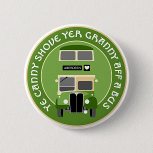 Vintage Aberdeen Double-decker Bus Badge 2 Inch Round Button