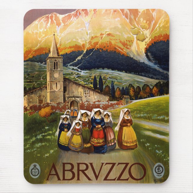 Vintage Abruzzo Italy Travel Mouse Pad (Front)