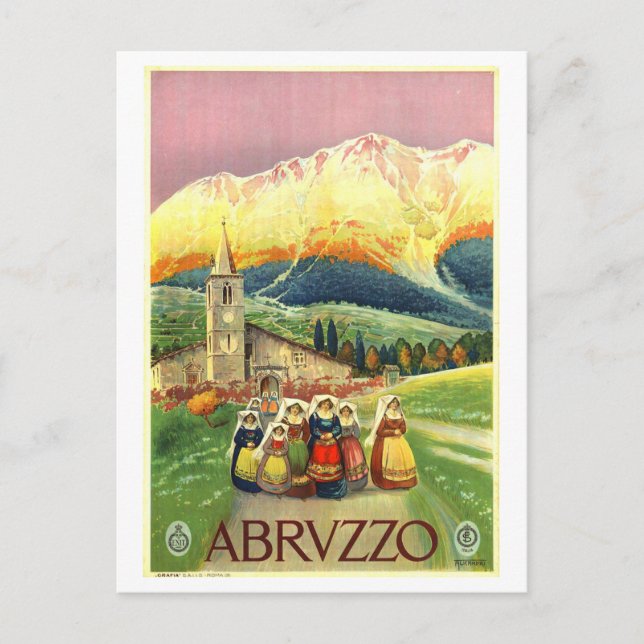 Vintage Abruzzo Italy Travel Poster Postcard (Front)