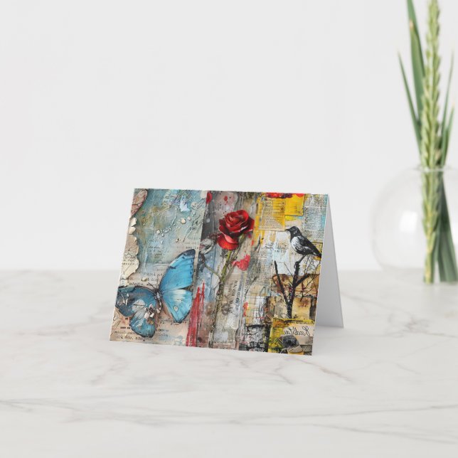 Vintage Abstract Art Collage Blank Note Card (Front)