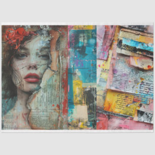 Vintage Abstract Art Collage Decoupage Tissue Paper