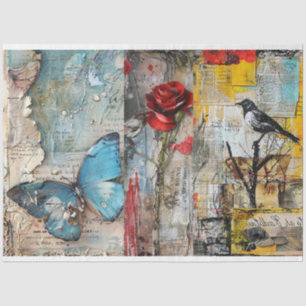 Vintage Abstract Art Collage Decoupage Tissue Paper