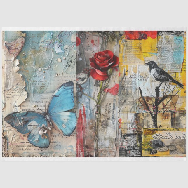 Vintage Abstract Art Collage Decoupage Tissue Paper (Front)