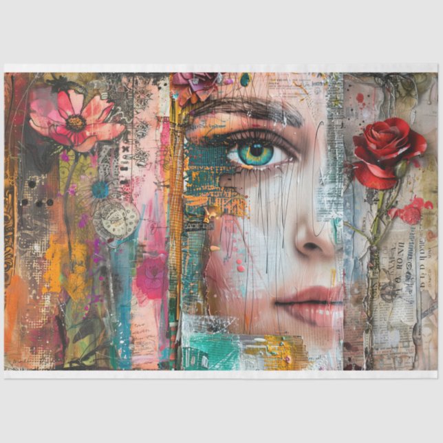 Vintage Abstract Art Collage Decoupage Tissue Paper (Front)