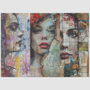 Vintage Abstract Art Collage Decoupage Tissue Paper