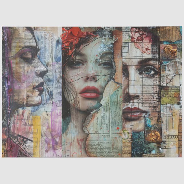 Vintage Abstract Art Collage Decoupage Tissue Paper (Front)