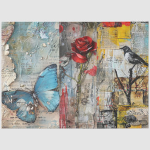 Vintage Abstract Art Collage Decoupage Tissue Paper