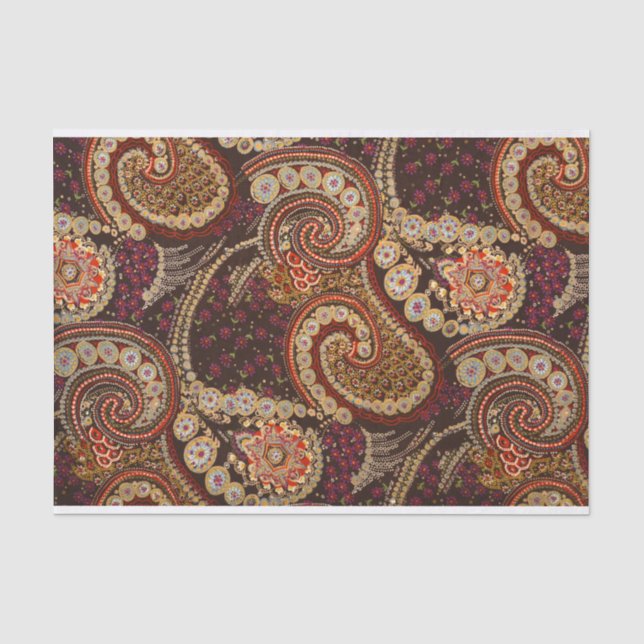 Vintage Abstract Art Colourful Paisley Pattern Tissue Paper (Front)