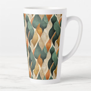 Vintage Abstract Art Deco Leaf Earth Tone Latte Mug