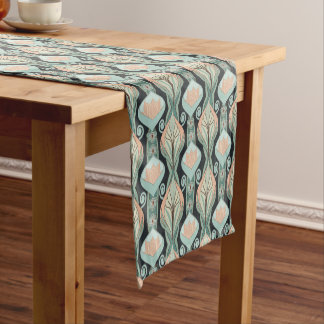 Vintage Abstract Botanical Art Nouveau Pattern Short Table Runner