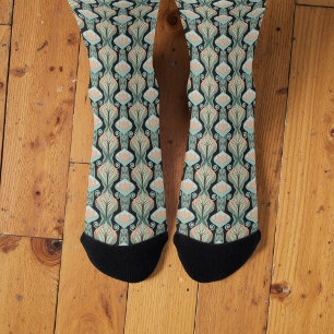 Vintage Abstract Botanical Art Nouveau Pattern Socks