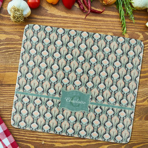 Vintage Abstract Botanical Monogram Floral Pattern Cutting Board
