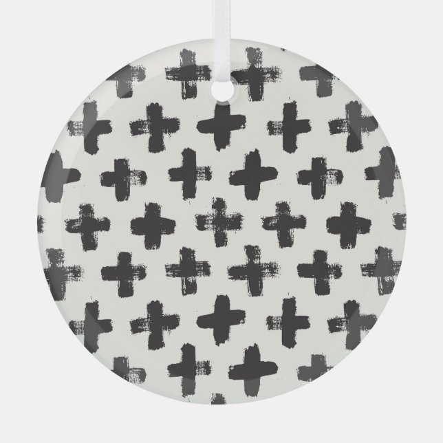 Vintage Abstract Brush Strokes Background Glass Ornament (Front)