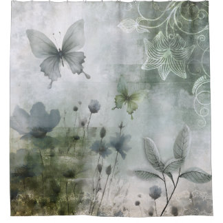 Vintage Abstract Butterflies Flowers Design 401