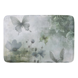 Vintage Abstract Butterflies Flowers Design 401 Bath Mat