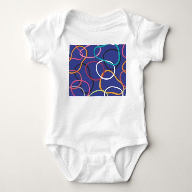 Vintage Abstract Circles Bands Pattern Baby Bodysuit (Front)