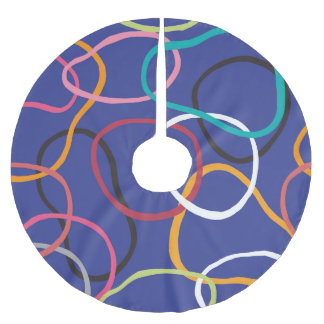 Vintage Abstract Circles Bands Pattern Brushed Polyester Tree Skirt