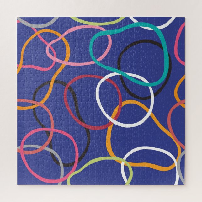 Vintage Abstract Circles Bands Pattern Jigsaw Puzzle (Vertical)