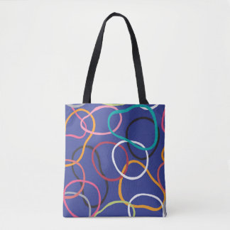 Vintage Abstract Circles Bands Pattern Tote Bag
