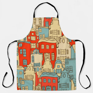 vintage abstract city seamless pattern. apron