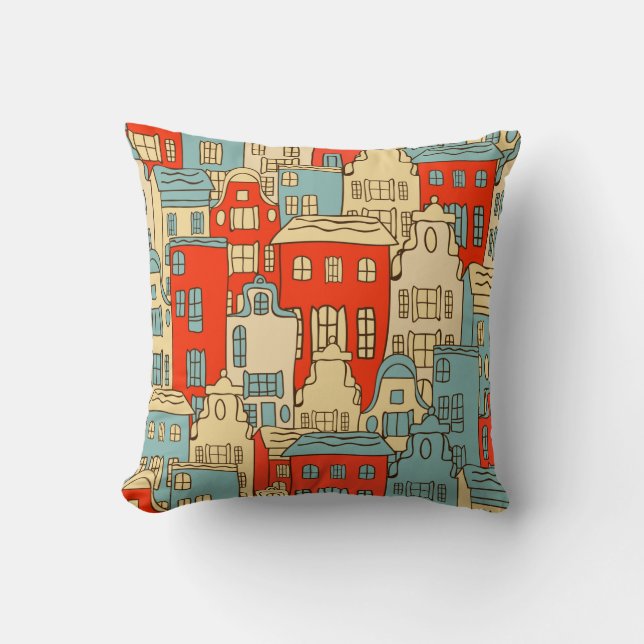 vintage abstract city seamless pattern. throw pillow (Front)