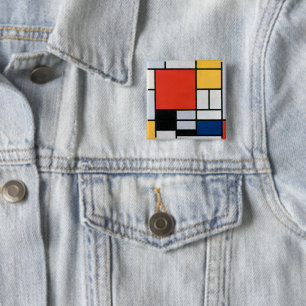 Vintage Abstract Composition by Piet Mondrian 2 Inch Square Button