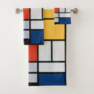 Vintage Abstract Composition by Piet Mondrian Bath Towel Set