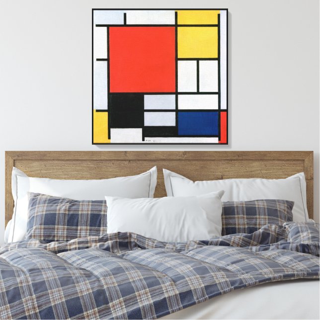Vintage Abstract Composition by Piet Mondrian Canvas Print (Insitu(Bedroom))