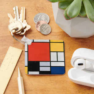 Vintage Abstract Composition by Piet Mondrian Keychain