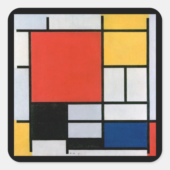 Vintage Abstract Composition by Piet Mondrian Square Sticker (Front)