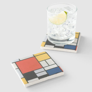 Vintage Abstract Composition by Piet Mondrian Stone Coaster