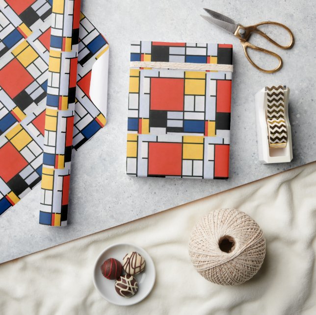 Vintage Abstract Composition by Piet Mondrian Wrapping Paper (Crafts)