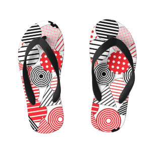 Vintage Abstract: Dots & Stripes Kid's Flip Flops