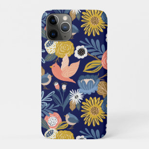 Vintage Abstract Floral Botanical & Bird Pattern iPhone 11 Pro Case