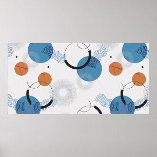 vintage abstract geometric and brush shapes seamle poster