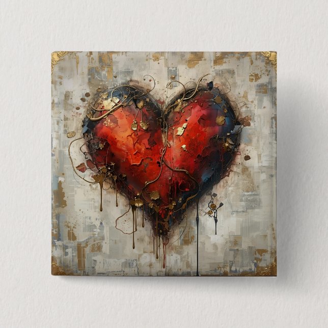 Vintage Abstract Hearts - Button (Front)