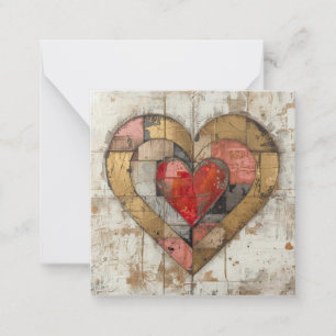Vintage Abstract Hearts - Flat Note Card