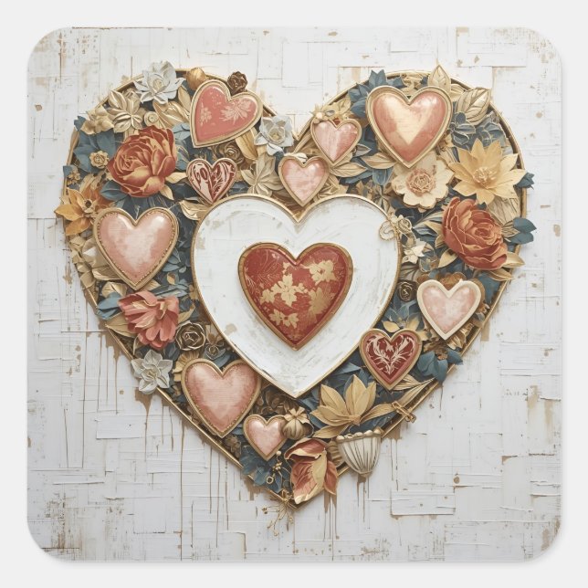 Vintage Abstract Hearts - Stickers  (Front)