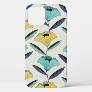 vintage abstract line-art floral illustration seam iPhone 12 case