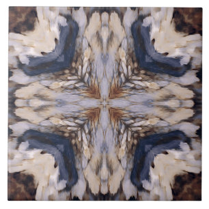 Vintage abstract pattern in white, beige, blue tile