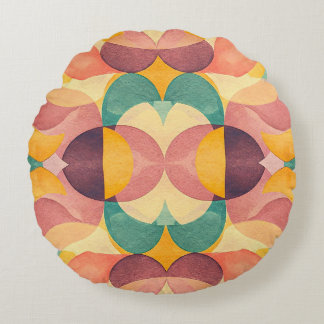 Vintage Abstract Pattern Round Pillow